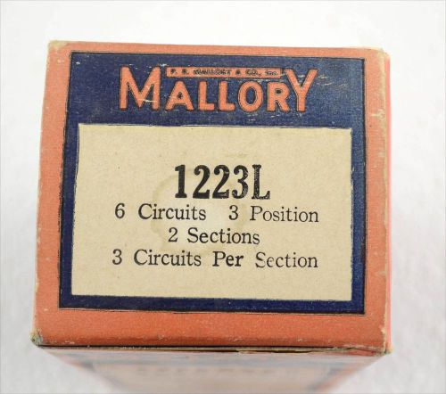 Mallory rotary switch 1223l 6 ckt 3 pos / 2 sect / 3 ckt per sect for sale