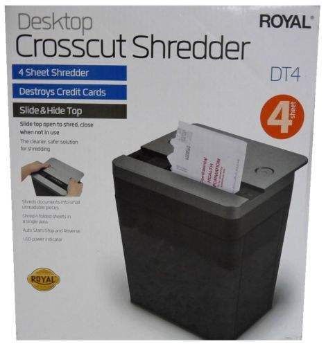 New! royal desktop crosscut 4 sheet credit card shredder slide &amp; hide model dt4 for sale