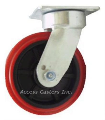 4PKLPS 4&#034; Kingpinless Swivel Plate Caster, Poly on Poly Wheel, 660 lbs Capacity
