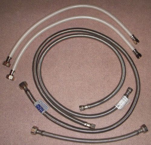 Stainless steel braided plumbing hoses- lot of 2 nwt &amp; 3 new without tags for sale