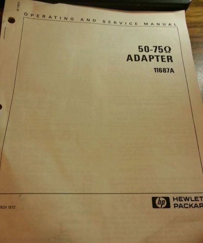 Operating and service manual 50 - 75 ohm adapter 11687A Hewlett Packard HP