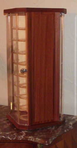ANTIQUE CHERRY WOOD GLASS MIRROR ACRYLIC WINDOWS TURNING STANDING DISPLAY CASE