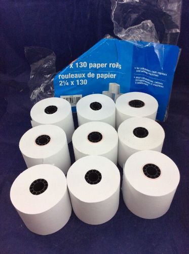 9 Paper Rolls for Cash Registers and Adding Machines 2.25&#034; X 130&#039; Staples 15154