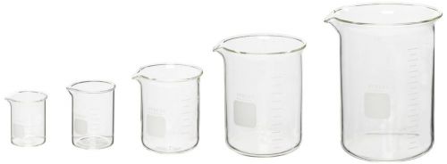 Pyrex glass graduated low form glass beaker set science chemist chemistry class for sale