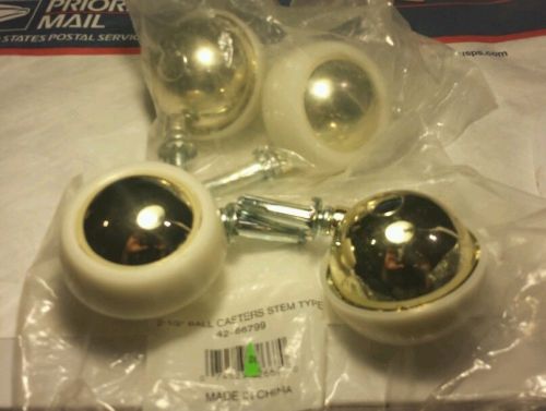4 new 2 1/2&#034; Ball Casters -  Stem Type brass looking nice furniture storage cool
