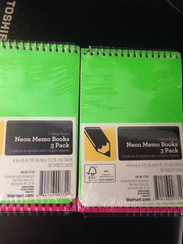 Neon Memo Books 3 Pack Lot Of Two