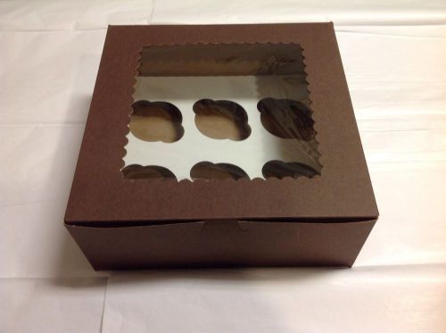 3  Chocolate Cupcake Box holds 6 each WINDOW 10 x 10 x 4 Box With Inserts