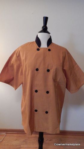 Happy chef mens pumpkin &amp; black collar short sleeved medium chef coat jacket new for sale