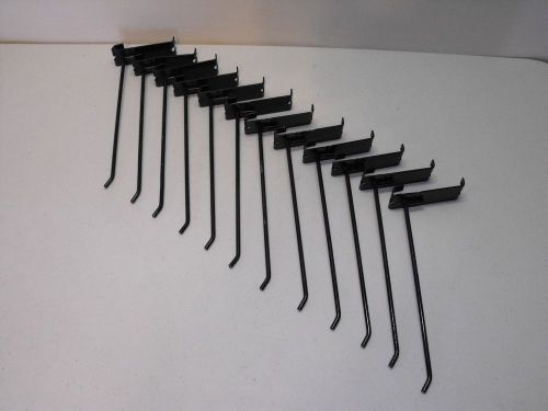 12x slot board hook hooks slat wall merchandise holder metal steel black peg 9&#034; for sale