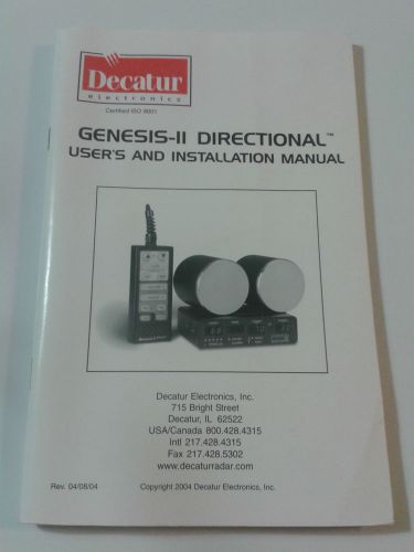 Decatur - Genesis - 2 Directional Radar Manual?