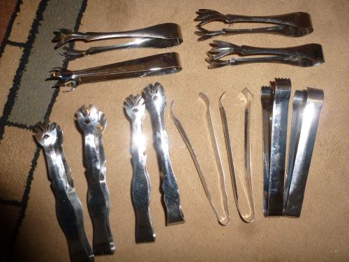 Ice Tongs - Lot of 12 Chrome - 3 Styles - Claw Feet