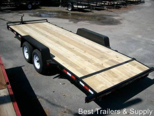 18&#039; 7K wood Deck CarHauler Equipment Utility Trailer w removable fender and LED