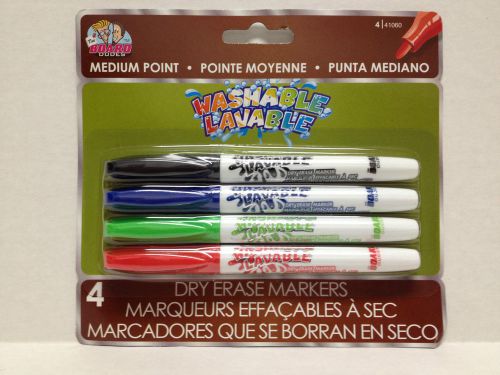 Board Dudes Washable Medium Point Dry-Erase Markers 4 Pack Brand New