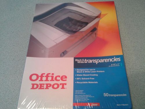 New Office Depot Black &amp; White Transparencies For Black &amp; White Laser Printers