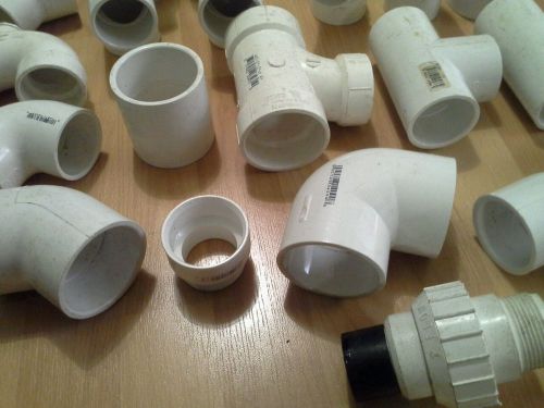 PVC PIPE FITTINGS, 1-1/2&#034;, LOT OF 50 PIECES, SCHEDULE 40