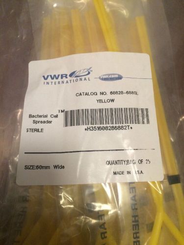 Vwr bacterial cell spreader, yellow, sterile, cat# 60828-688sl, pack of 25 for sale