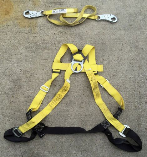 Full body fall protection safety arrest harness and lanyard for sale