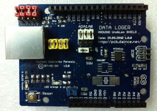 Data Logger Shield for Arduino Leonardo (RTC DS3231,microSD,EEPROM AT24C256)