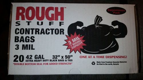 (20) rough stuff heavy duty contractor trash bags - 42 gallon 3 mil for sale