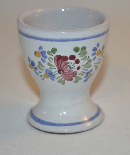 Egg Cup Blue Flowers White Cup
