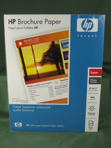1 PACKAGE HP BROCHURE PAPER, 44 LB, GLOSSY 250 SHEETS