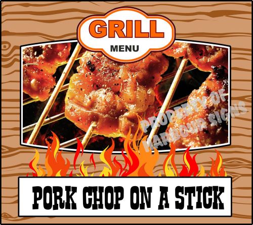 Grill Menu Pork Chop on a stick Decal 14&#034; BBQ Food Truck Concession Restaurant