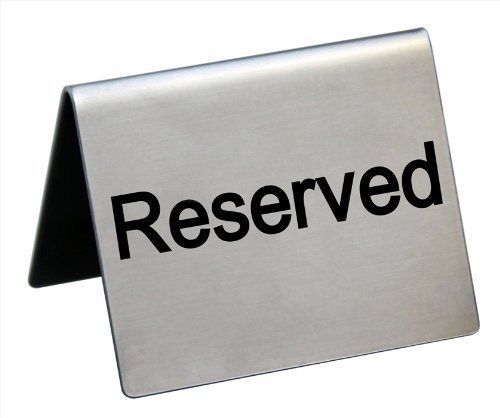 New Star 26863 Stainless Steel Reserved Tent Sign  2 by 1.5-Inch  Silver  Set of