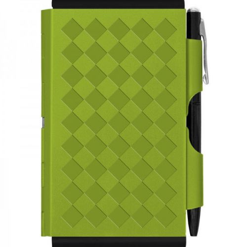 Business Card Holder with Pocket Notebook - Notepad with Pen in Lime Green