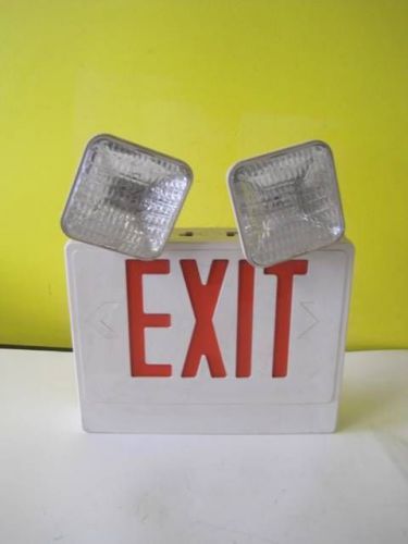 Lighted Exit Sign Emergency Warning Safety Flood Light Combo Red Used