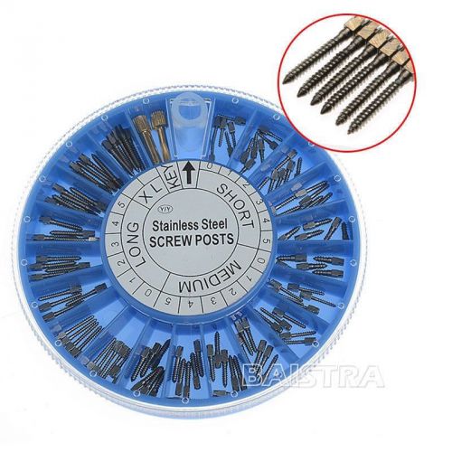 New 1 Pack 120Pcs Mixed Stainless Steel Dental Conical Screw Posts Kits Refills