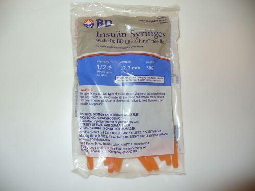 10 Syringes 1/2 ml with Sharp Tip 30G Needle