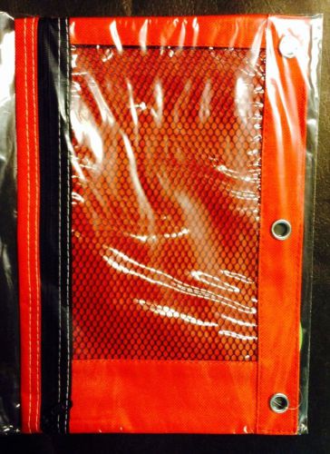 NEW BAZIC 3-Ring Pencil Pouch w/ Mesh Window Red