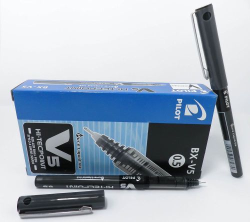Pilot Hi-Tecpoint V5 0.5mm ink ball pen in black x12 pcs