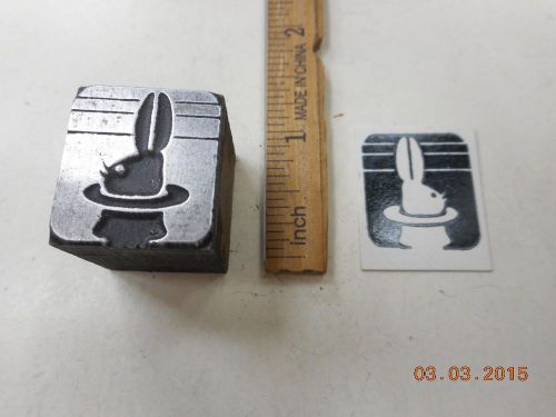 Printing Letterpress Printers Block, Magic, Magician Rabbit in Top Hat