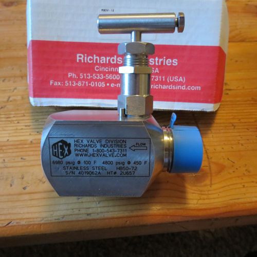 Hex block bleed gauge valve 1&#034; inch stainless HB50-72 New HB501U5151412