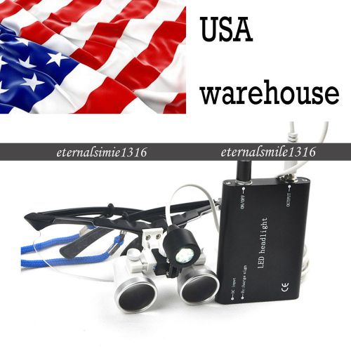 Dentist Surgical Binocular Optical Loupes3.5X420mm+LED Head Lamp + USA warehouse