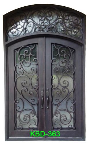 Wrought iron entry door 61&#034;w x 81&#034;h + 15&#034; transom - buy factory direct &amp; save. for sale