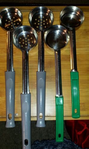 5 pc. 4 oz. stainles.steel heavy duty long handle  soup pot serving ladle spoon for sale