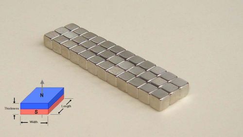 50pcs of Grade N52, 1/8&#034;x 1/8&#034; x 1/8&#034; thick Rare earth Neodymium Block Magnets