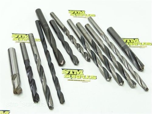 LOT OF 12 HSS COOLANT FED TWIST DRILLS 27/64&#034; TO 21/32&#034; WHALLEY CLE-FORGE