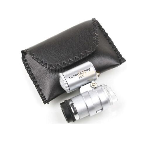 Pocket Foldable 45x LED Mini Magnifier Jeweller Loupe Microscope Light