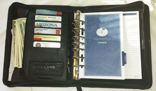 7-ring CLASSIC Black Leather Kirkland Signature Planner Wallet 8.5 x 5.5 Inserts
