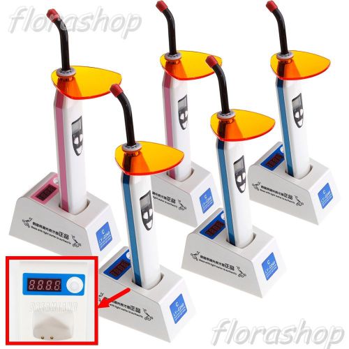 5pcs Dental Wireless/Cordless LED Curing Light Lamp With light Meter Dual Light