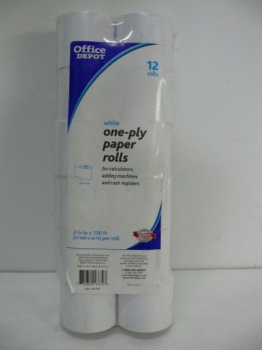 Lot of 12 rolls office depot one ply paper 2.25&#034; x 130 ft for calculator &amp; reg for sale