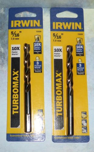 Irwin turbomax 73320 5/16&#034; drill bits lot of 2 pkgs new multipurpose for sale
