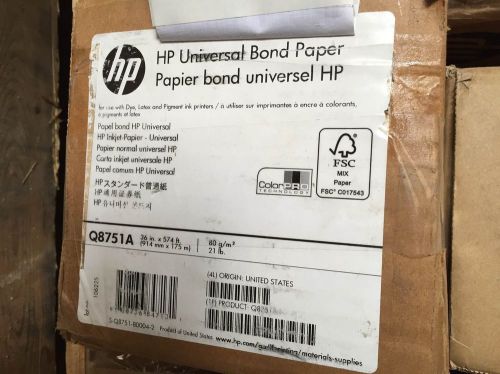HP Q8751A - Universal Inkjet Bond Paper, 36&#034; x 574 ft, White
