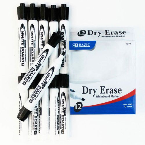 24 Dry Erase Whiteboard Markers Chisel Point Black Pens Office School Low Odor