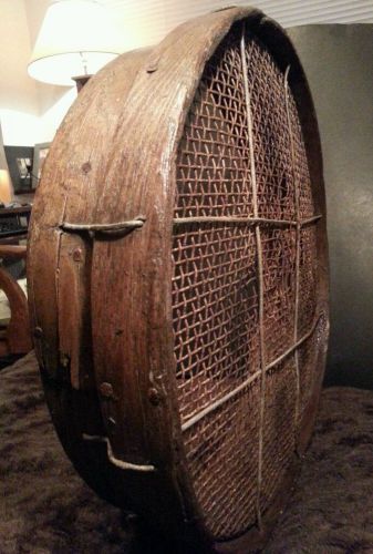 Antique Primitive Bent Wood Huge 19&#034; Grain Sifter Sieve Americana Museum Piece