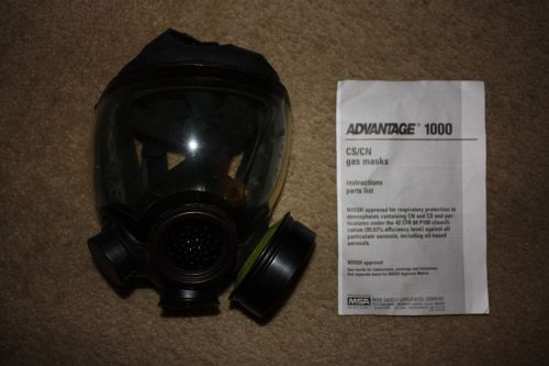 Msa advantage 1000 riot control gas mask full face respirator medium; new for sale