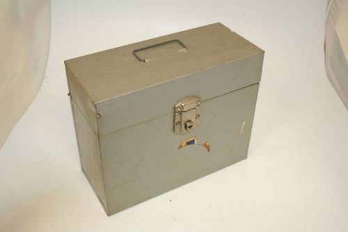 Vintage Gray Metal File Box  12-1/2&#034; x 10&#034; x 5-1/2&#034;